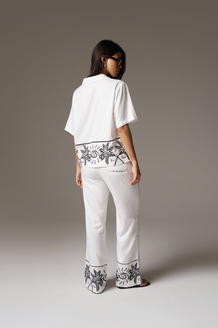 PALM EMBROIDERY SHIRT - WHITE