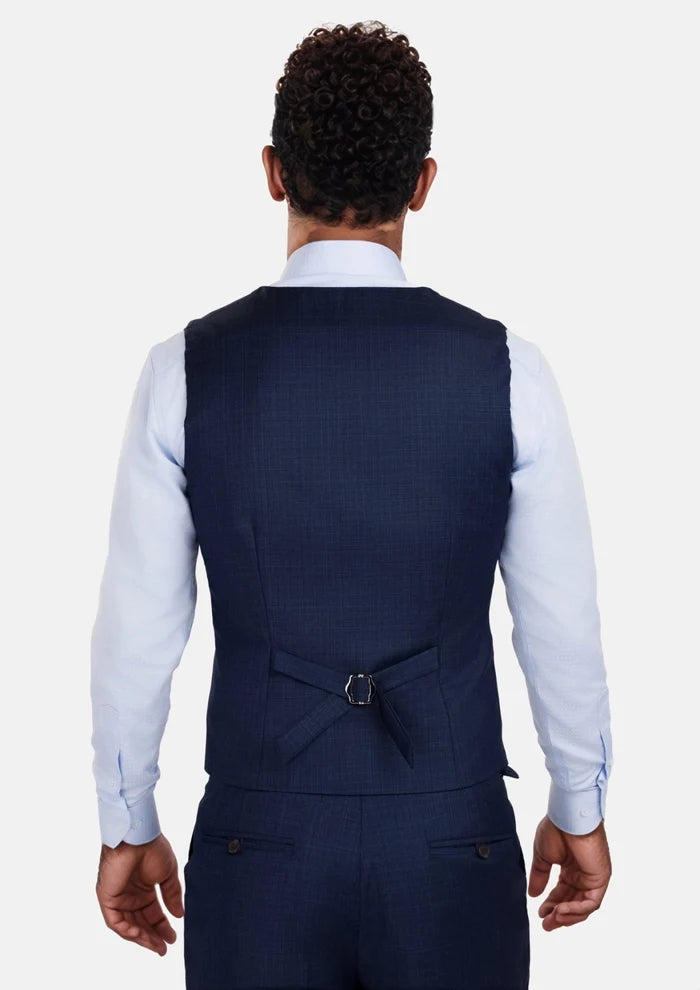 Penn Blue Sharkskin Vest - SARTORO