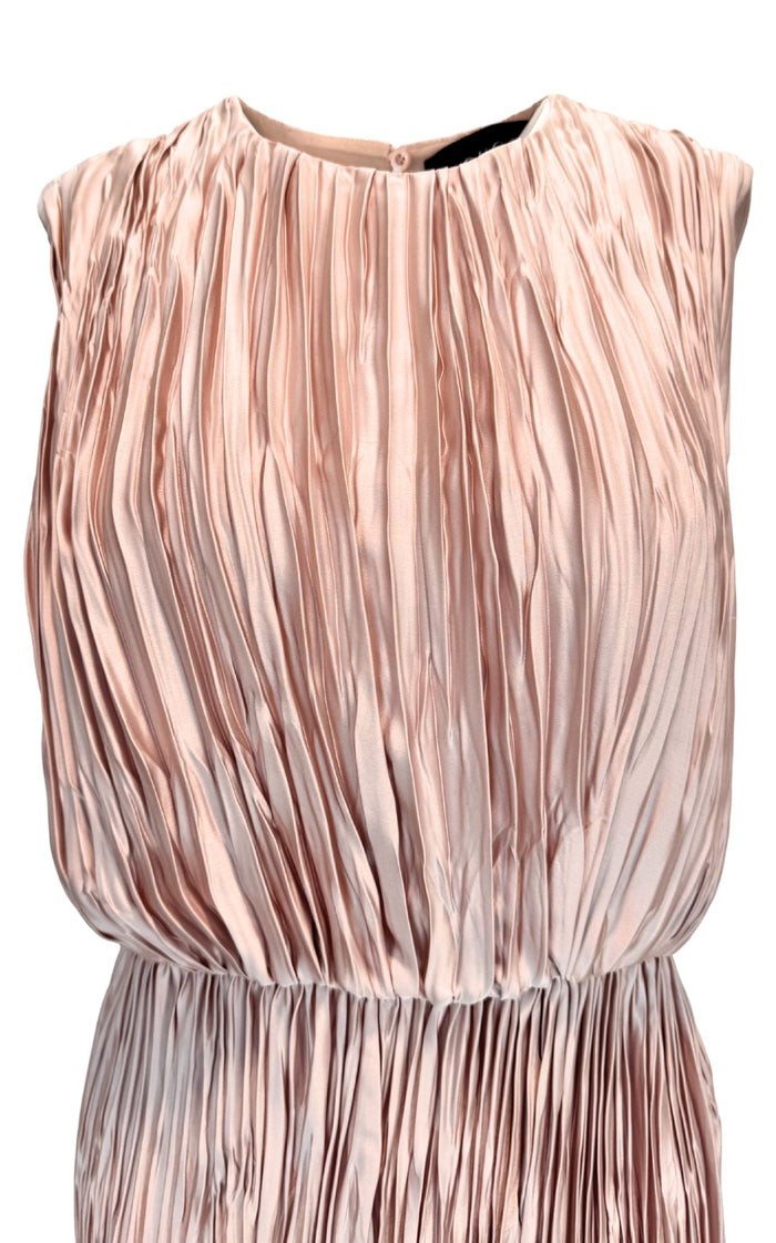 Gucci pale rose plissé poly satin dress with pleated texture