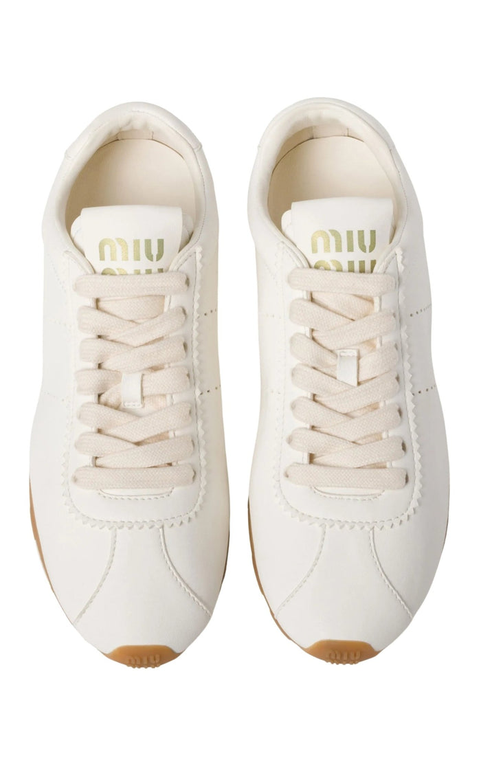 Miu Miu Plume white nappa leather sneakers