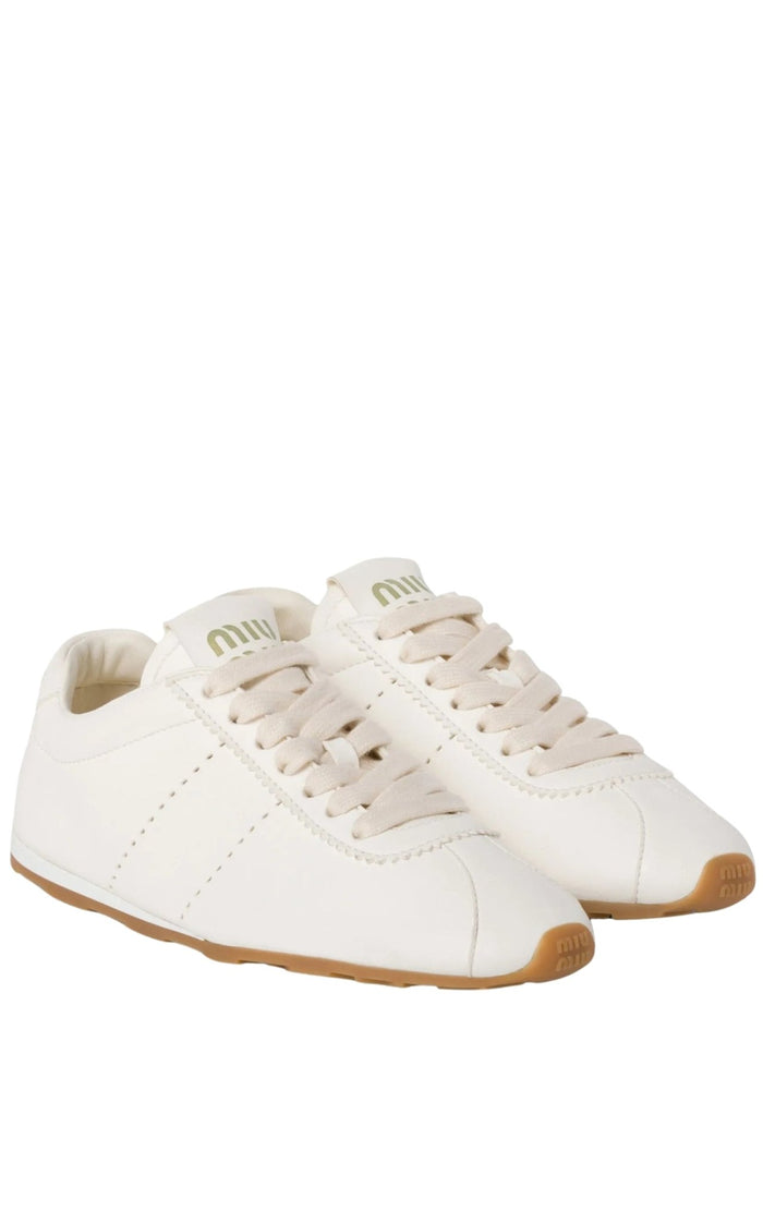 Miu Miu Plume white nappa leather sneakers