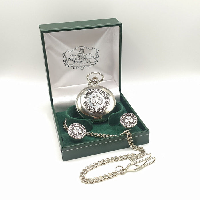Pocket Watch and Cufflink Set - Shamrock