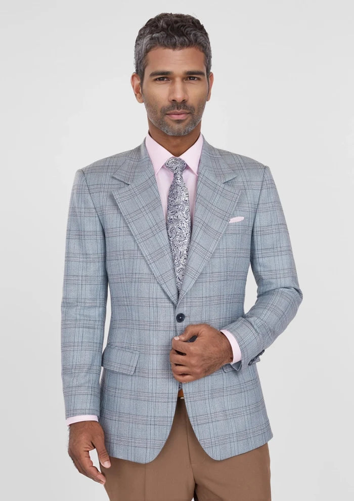 Polo Blue Windowpane Bamboo Jacket - SARTORO