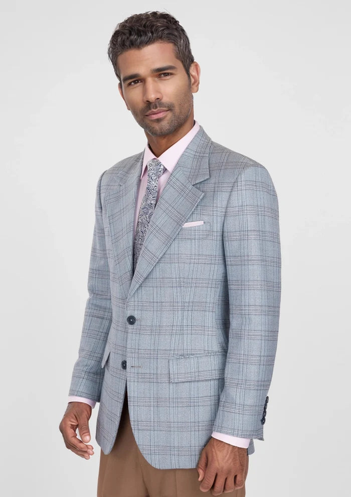 Polo Blue Windowpane Bamboo Jacket - SARTORO