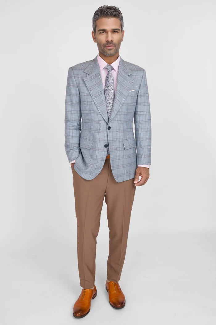 Polo Blue Windowpane Bamboo Jacket - SARTORO