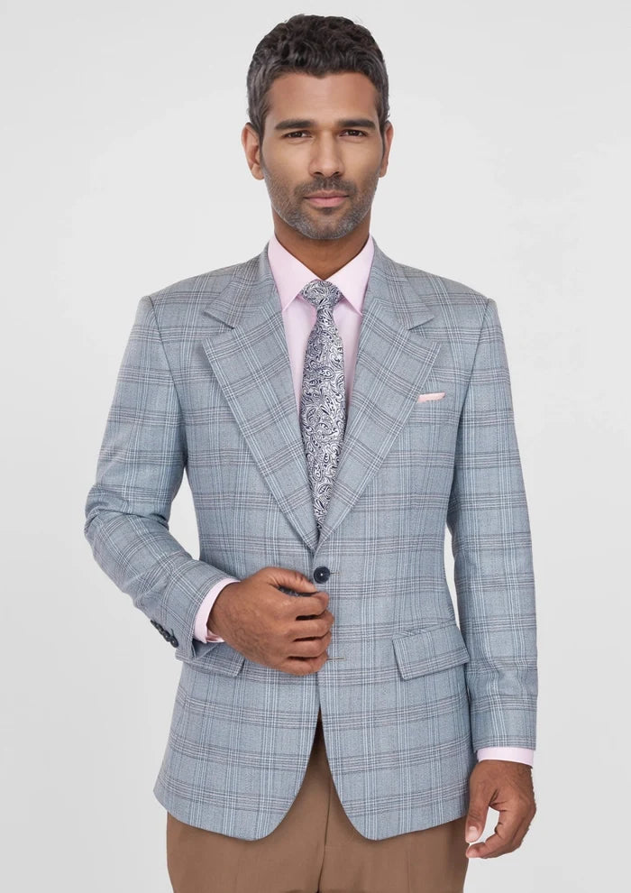 Polo Blue Windowpane Bamboo Jacket - SARTORO