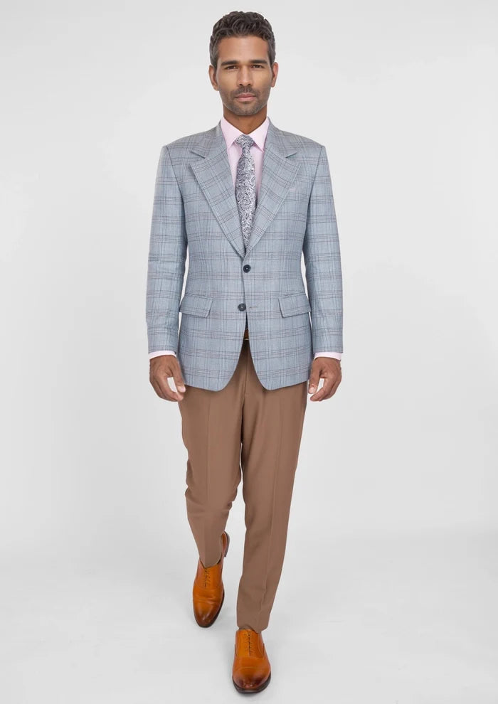 Polo Blue Windowpane Bamboo Jacket - SARTORO