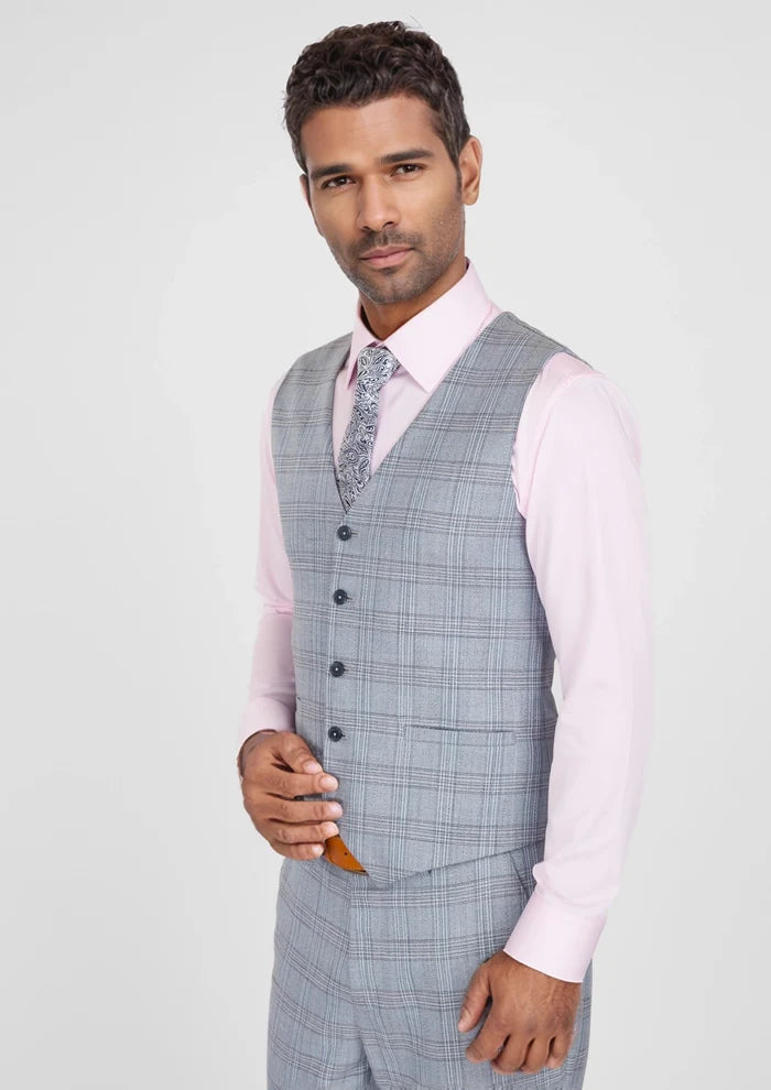 Polo Blue Windowpane Vest - SARTORO