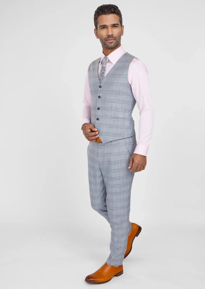 Polo Blue Windowpane Vest - SARTORO