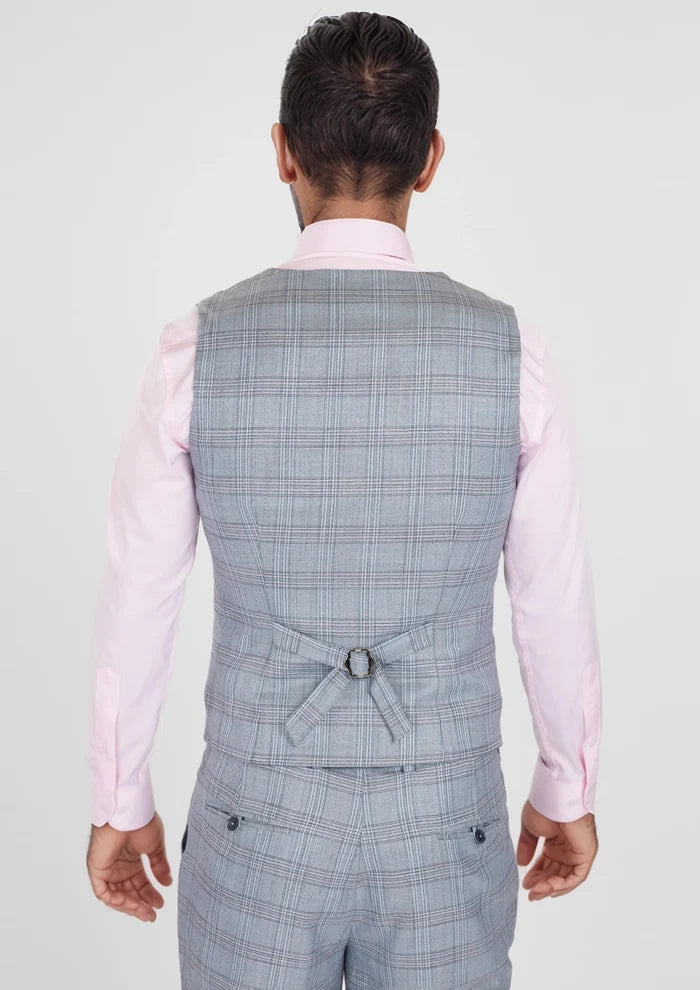 Polo Blue Windowpane Vest - SARTORO