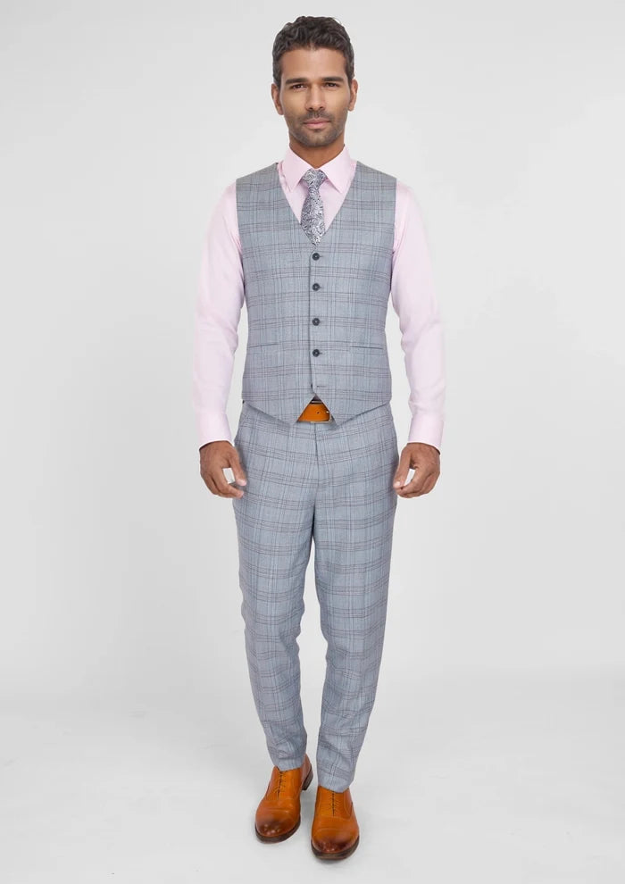 Polo Blue Windowpane Vest - SARTORO