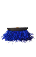 BCBGMAXAZRIA Portia Blue Feather - Trim Lucite Clutch - Runway Catalog