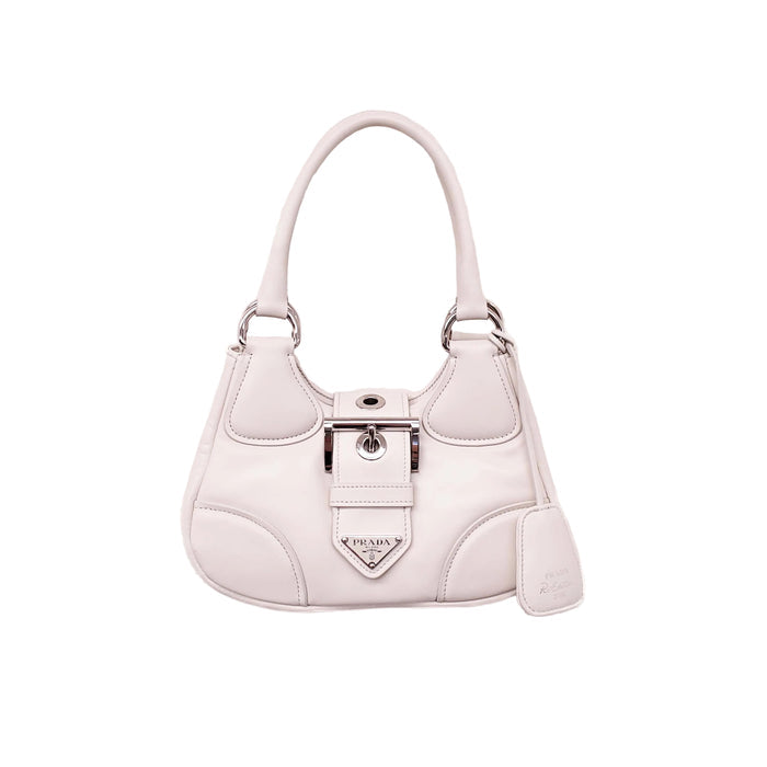 PRADA CREAM MOON PADDED LEATHER BAG