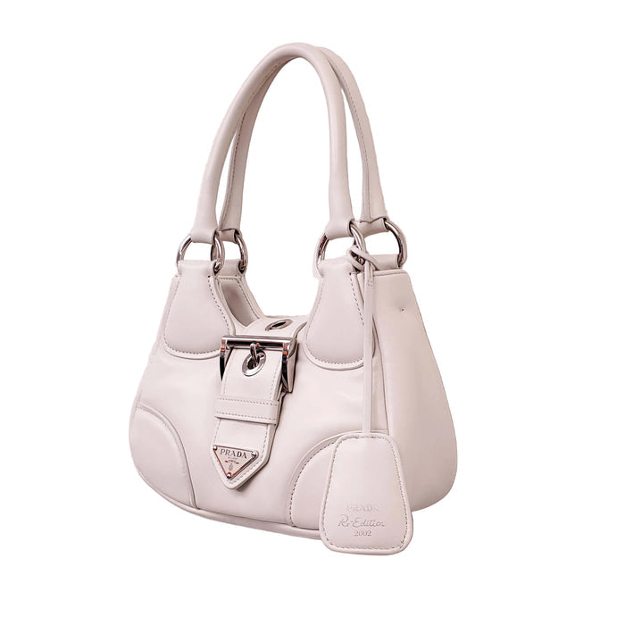 PRADA CREAM MOON PADDED LEATHER BAG