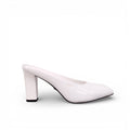 PRADA WHITE HEELED MULES WITH GOLD LOGO - SIZE 40