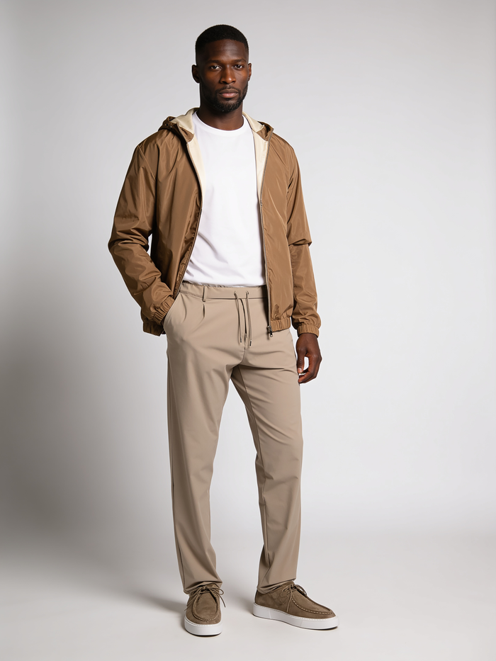 PREMIUM TAUPE HOODED JACKET