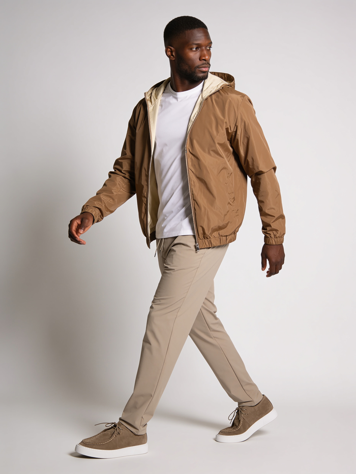 PREMIUM TAUPE HOODED JACKET