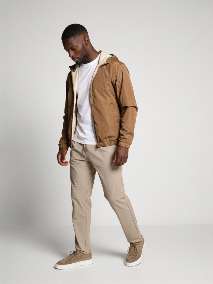 PREMIUM TAUPE HOODED JACKET