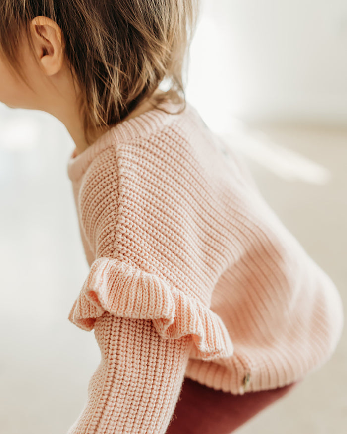 Princess Embroidered Slouchy Sweater Knit Baby Pullover (Organic Cotton)