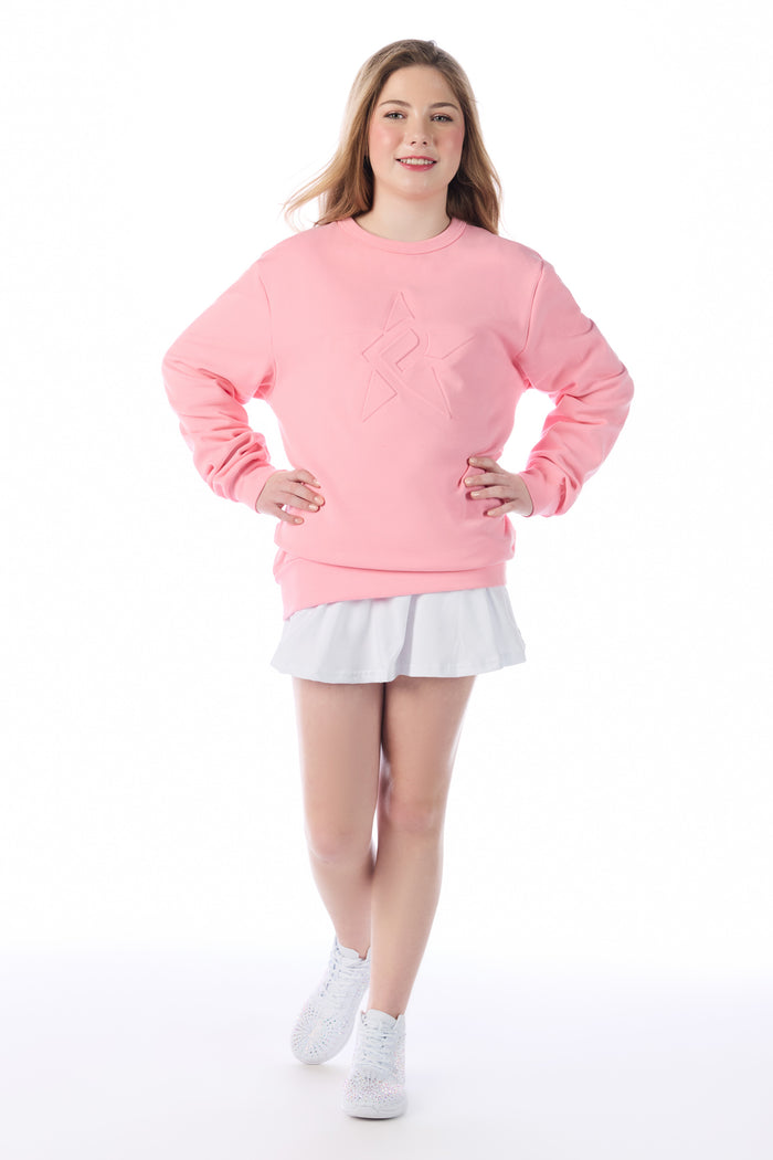 Pullover in Pink Embossed Rebel Mark