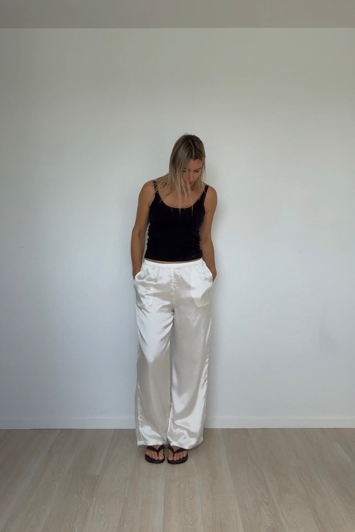 Pure Silk Pants Oyster