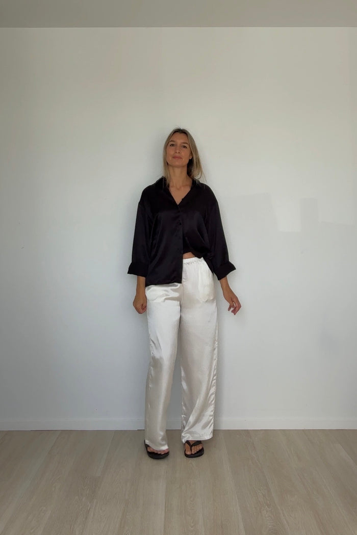 Pure Silk Pants Oyster