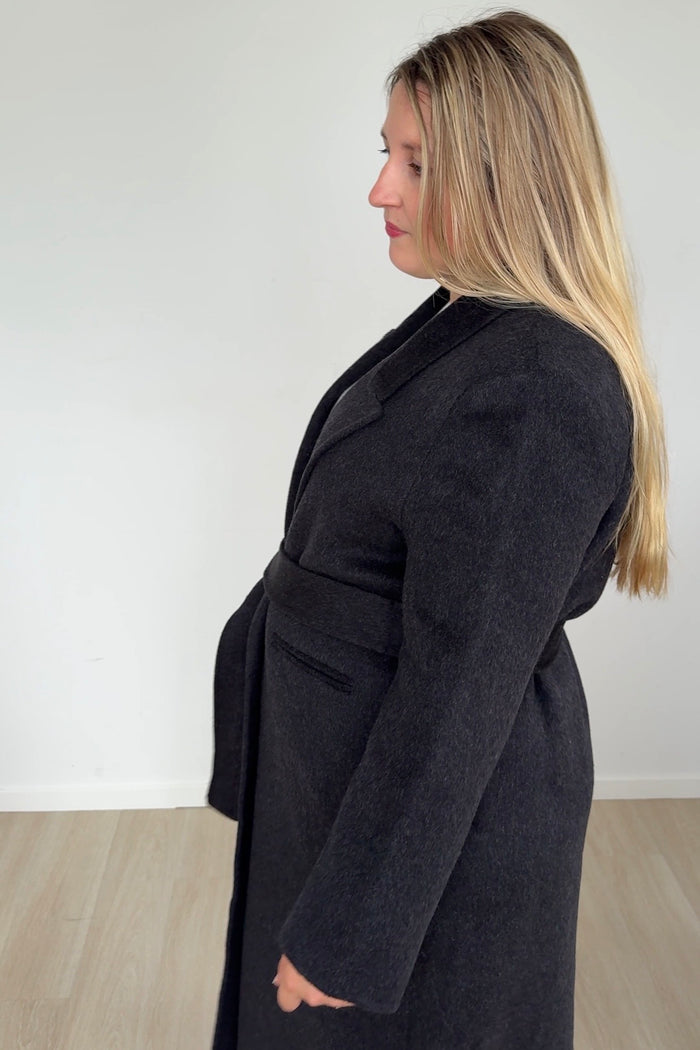 Pure Wool Full Length Coat Black