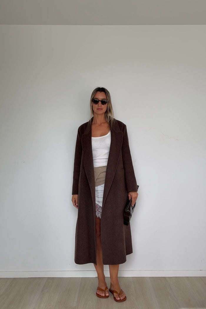 Pure Wool Full Length Coat Cocoa