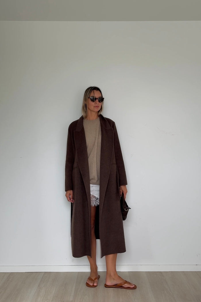 Pure Wool Full Length Coat Cocoa