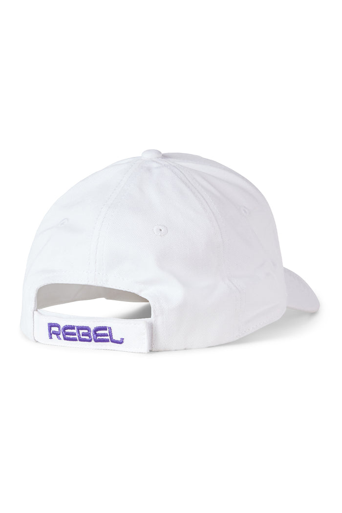 Purple Rebel Mark Hat in White