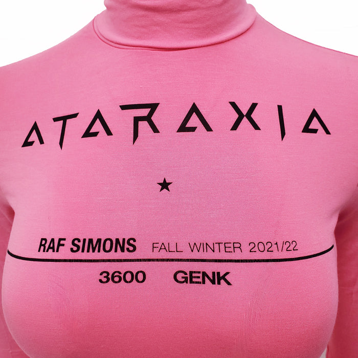 RAF SIMONS PINK LOGO TURTLENECK SHIRT - SIZE S