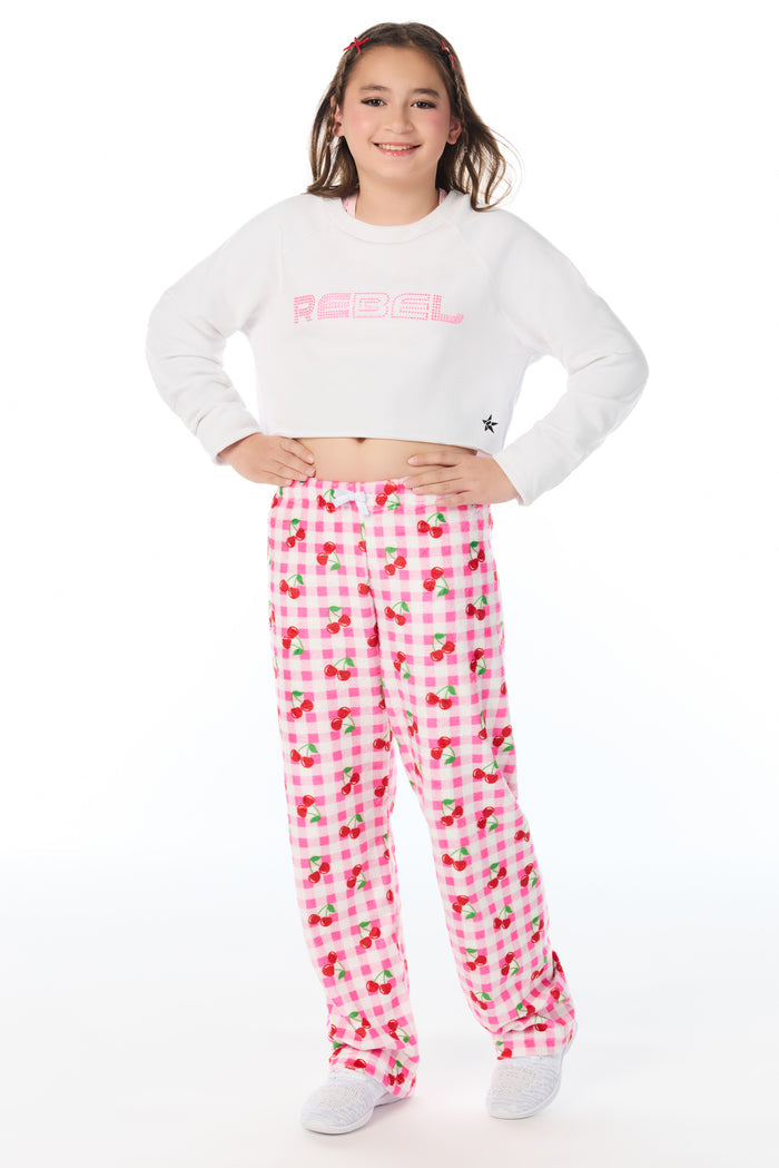 Rebel Level™ Cropped Pullover in Neon Pink Crystal