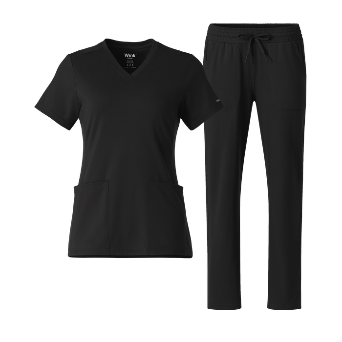 Renew Knit 2 Pocket Top and Wide Leg Scrub Set