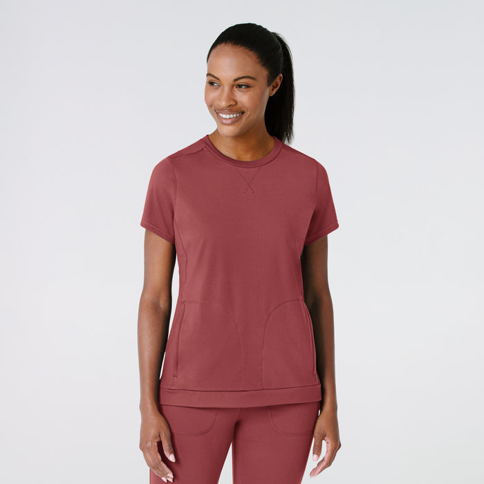 RENEW Knit Women's Flex-n-Reach Crew Neck Scrub Top Ruby