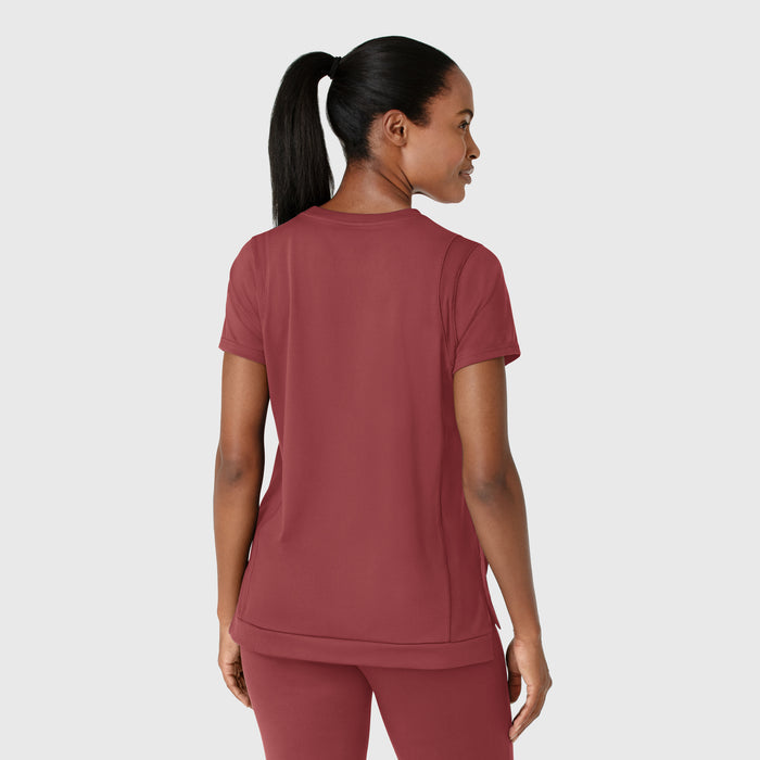 RENEW Knit Women's Flex-n-Reach Crew Neck Scrub Top Ruby back view