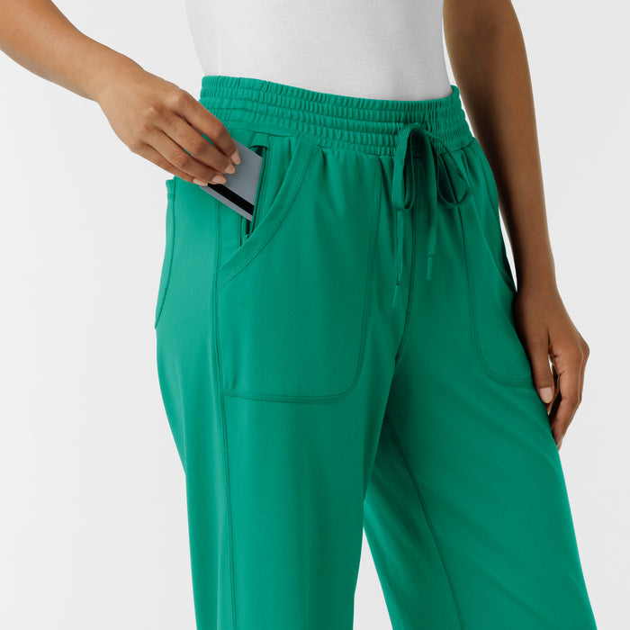 RENEW Knit Women's Wide Leg Scrub Pant Bahama Breeze side detail 2