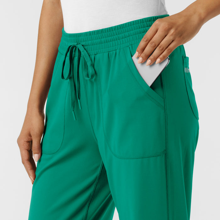 RENEW Knit Women's Wide Leg Scrub Pant Bahama Breeze hemline detail