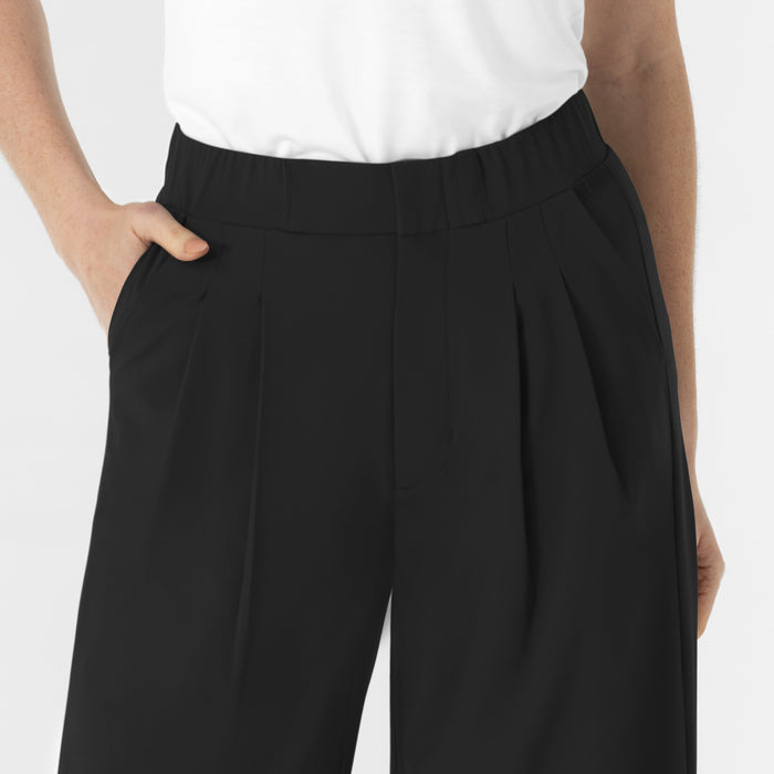 RENEW Edit Women's Cropped Wide Leg Scrub Trouser Black hemline detail