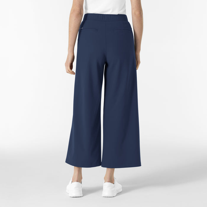 RENEW Edit Women's Cropped Wide Leg Scrub Trouser Navy back view