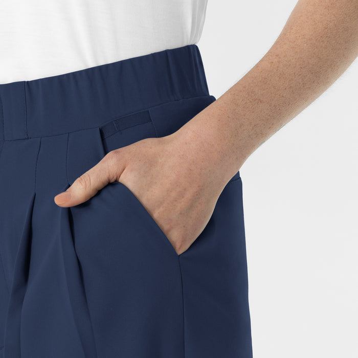 RENEW Edit Women's Cropped Wide Leg Scrub Trouser Navy side detail 2