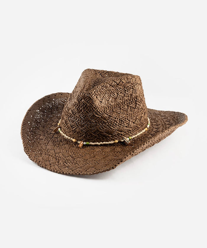 Brown straw cowboy hat on a white background #color_chocolate