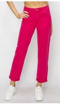 Risen High Rise Boyfriend Jeans - Fuchsia
