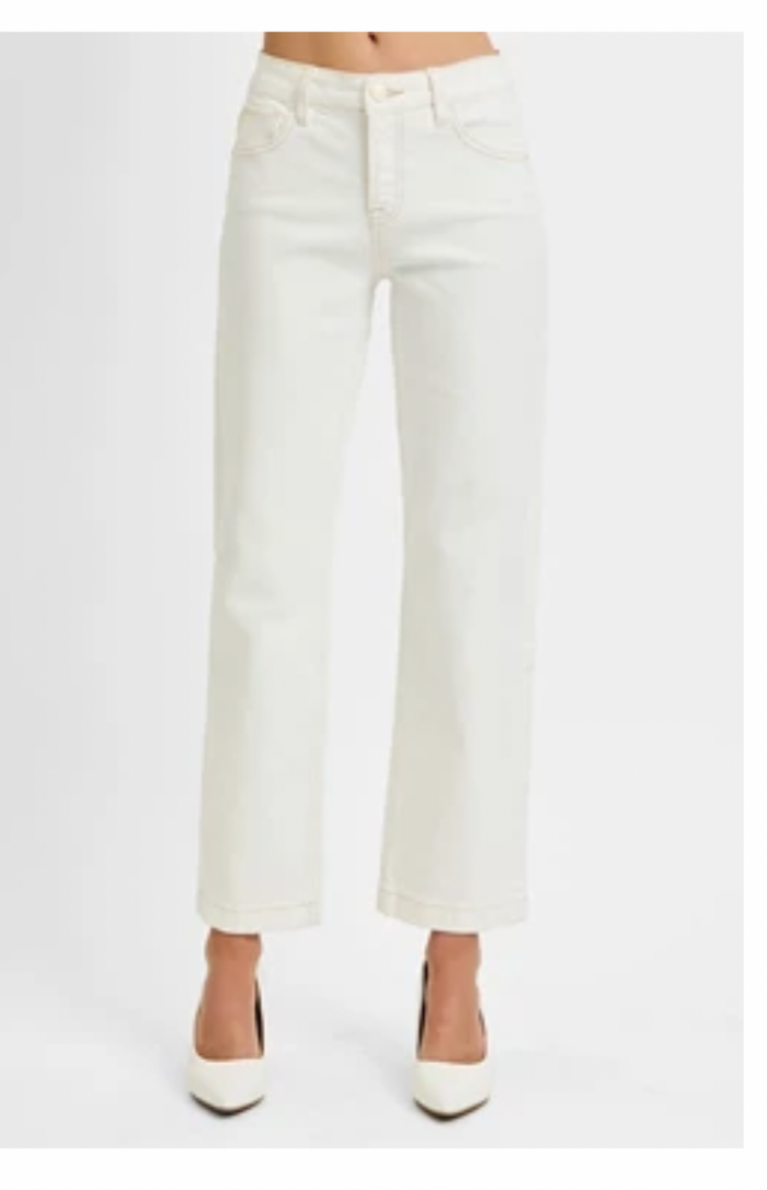 Risen Tummy Control Midrise Ankle Straight Leg - Cream