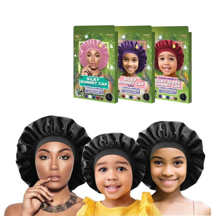 Rosemary Oil Infused Satin Bonnet Hair Treatment Cap - 7505 Mix
