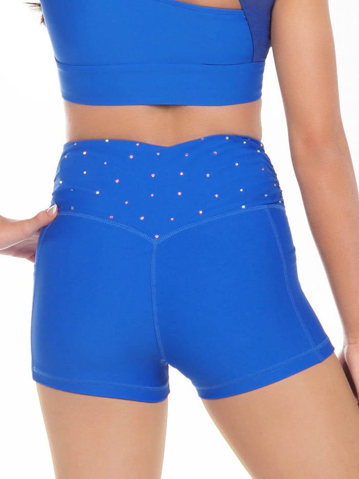 Rouched Compression Shorts in Royal Blue
