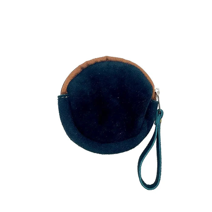 Round Embroidered Floral Coin Purse