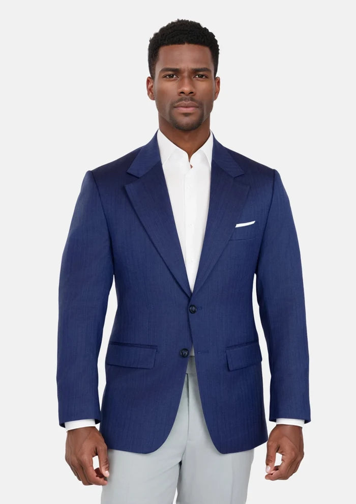 Royal Blue Herringbone Ellis Jacket - SARTORO
