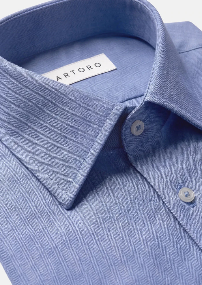 Royal Blue Herringbone Shirt - SARTORO