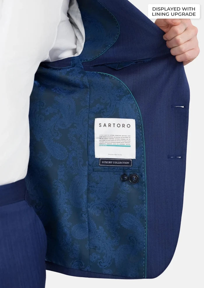Royal Blue Herringbone Ellis Suit - SARTORO