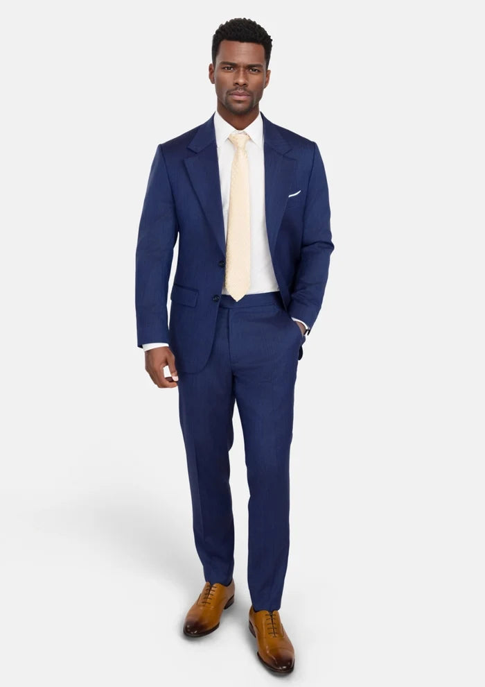 Royal Blue Herringbone Ellis Suit - SARTORO